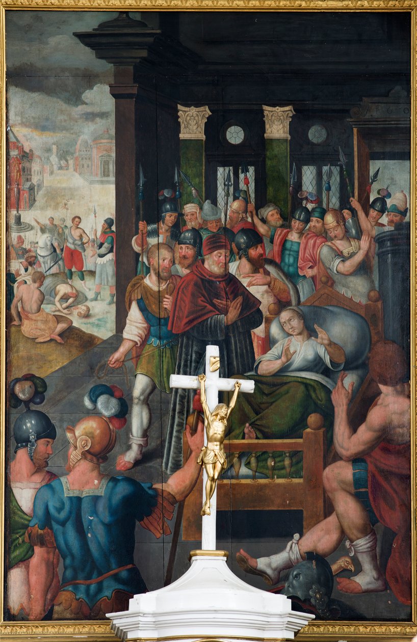 教区教堂（Parochiekerk Sint-Michiel、Cornelius en Ghislenus）。 内部的。 绘画。 作者 未知艺术家