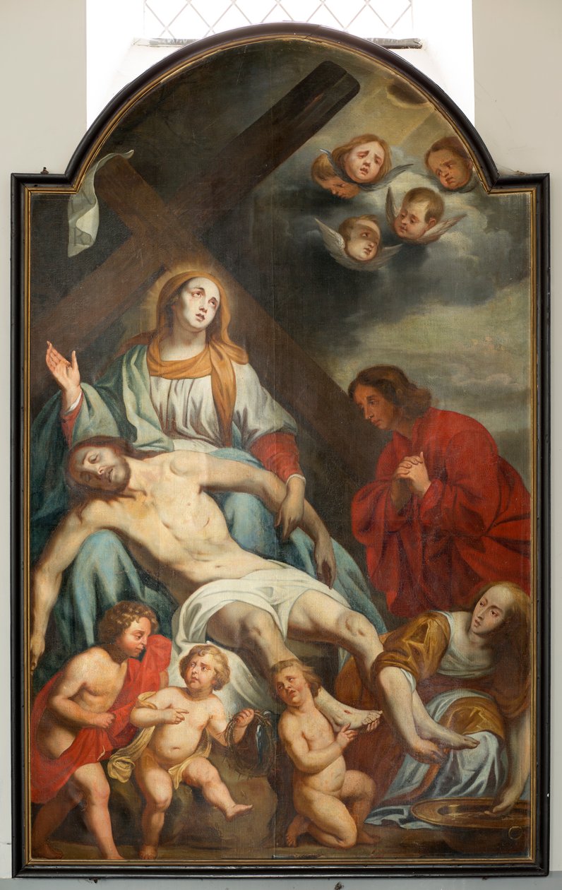 教区教堂（Parochiekerk Sint-Petrus）。 绘画。 作者 未知艺术家