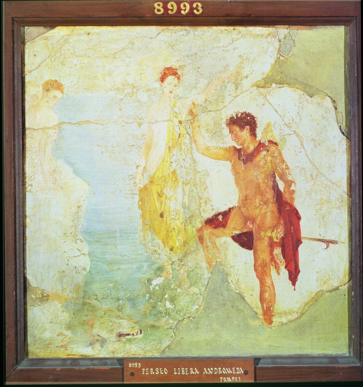 珀尔修斯（Perseus）从庞贝的五个骷髅屋中解放出仙女座，装饰风格为第四种，约公元30年（壁画） 作者 不明