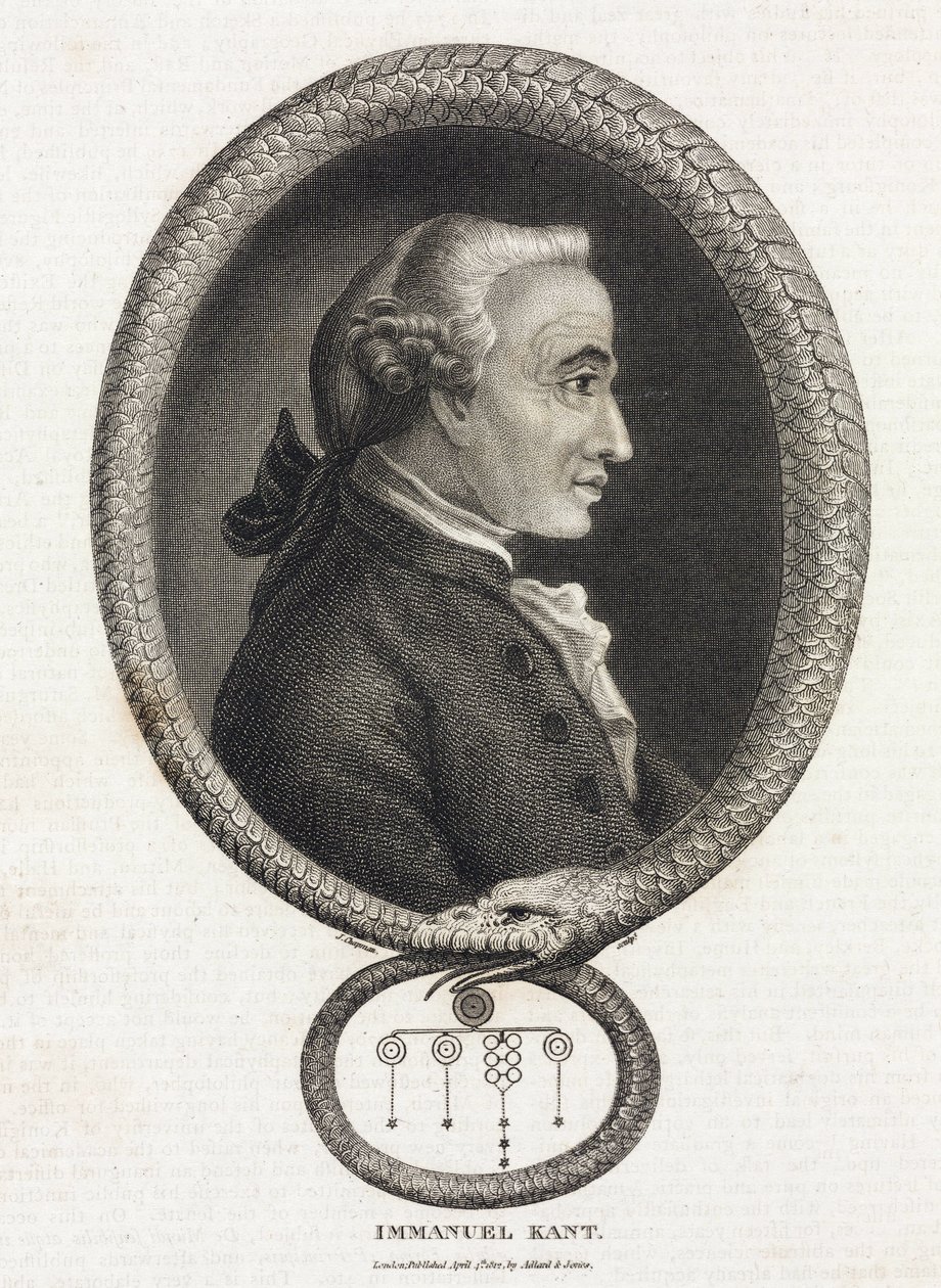Portrait du philosophe Emmanuel Kant (1724-1804), dans un cadre forme par un serpent qui se mord la queue 作者 不明