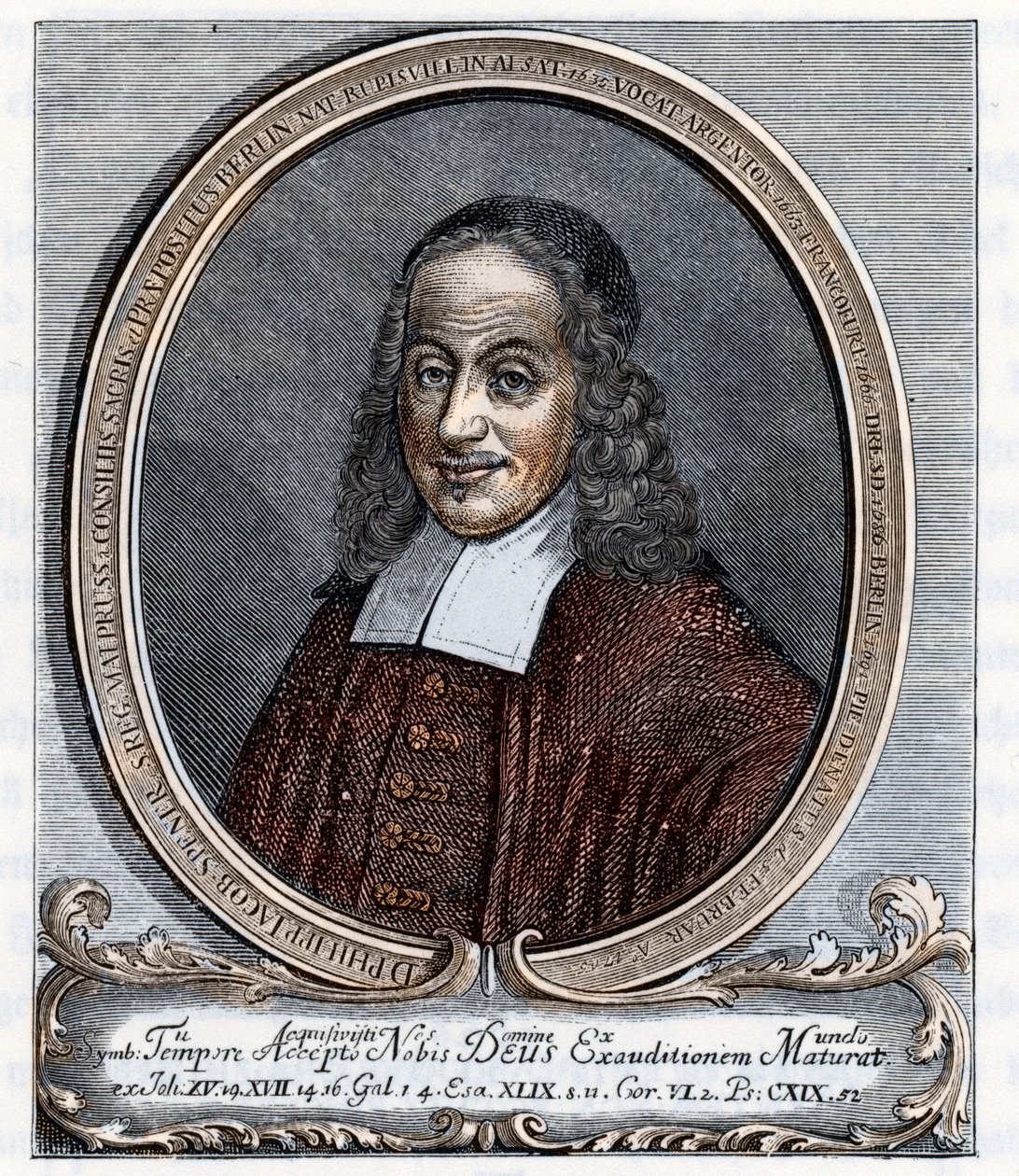 菲利普-雅各布-施佩纳（Philippe Jacques Spener）（1635-1705 年）的肖像 路德神学家虔诚主义（pietism）的创始人 约翰内斯-舍尔（Johannes Scherr）1880 年《日耳曼尼亚》中的雕刻 私人收藏 作者 未知艺术家