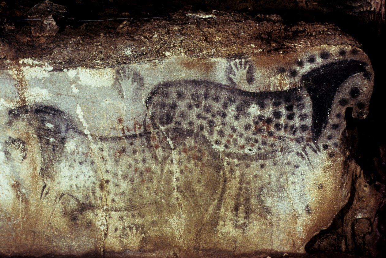 Pech Merle的史前洞穴/斑点马和负手/25000年/Cabrerets/Lot/Midi Pyrenees/法国 作者 不明