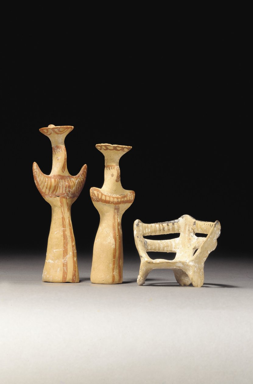 公元前1400-1200年，Psi型女性偶像，Tau型女性偶像和宝座模型 作者 不明