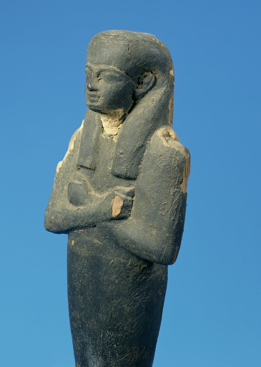 Ptah-Sokar-Osiris 雕像，带有三方假发和交叉双臂，埃及，第 21-22 王朝，公元前 900 年（木头）（83306 细节） 作者 不明
