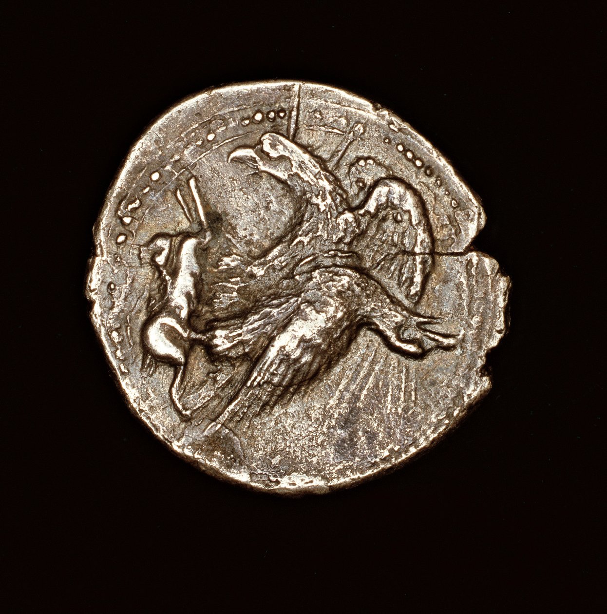 罕见的古希腊硬币，四分银币，Arigentum，雄鹰与野兔，公元前 411 年（照片） 作者 未知艺术家