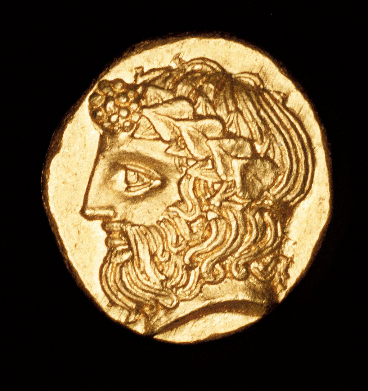 稀有古希腊金币，黄金，thasos hemidrachm，酒神狄俄尼索斯，约公元前 380 年（照片） 作者 未知艺术家
