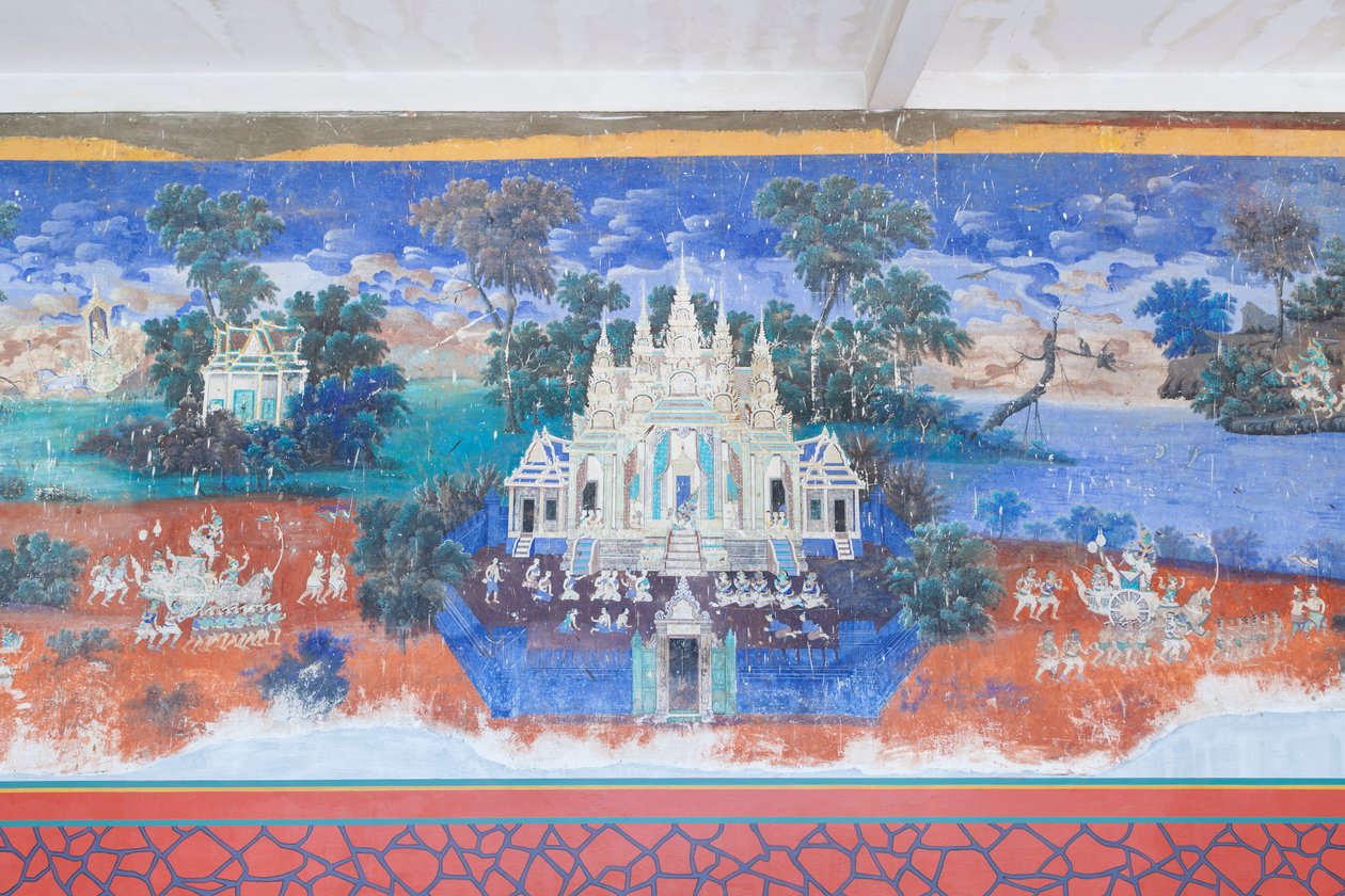 柬埔寨金边王宫建筑群墙壁上的 Reamker 壁画（照片） 作者 未知艺术家