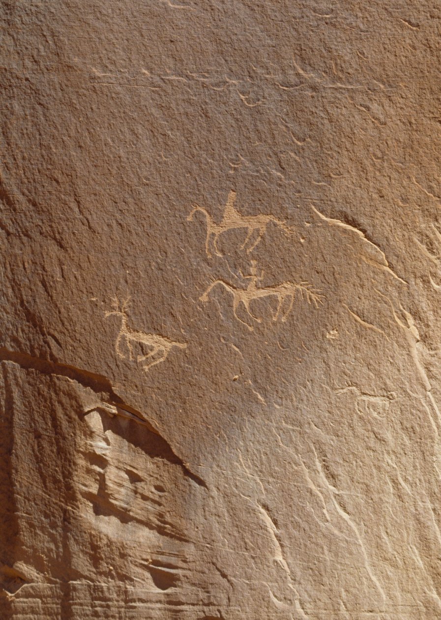 美国亚利桑那州Canyon de Chelly国家纪念碑Ledge废墟上的岩石刻画 作者 未知艺术家