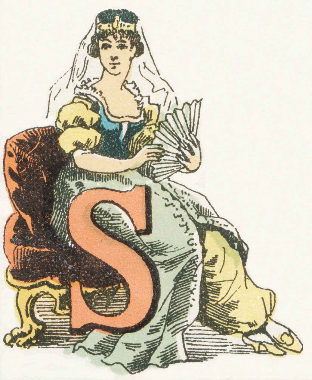 S - Sultane - Childish Alphabet, Editions Gordinne 1920（雕刻）。 作者 不明