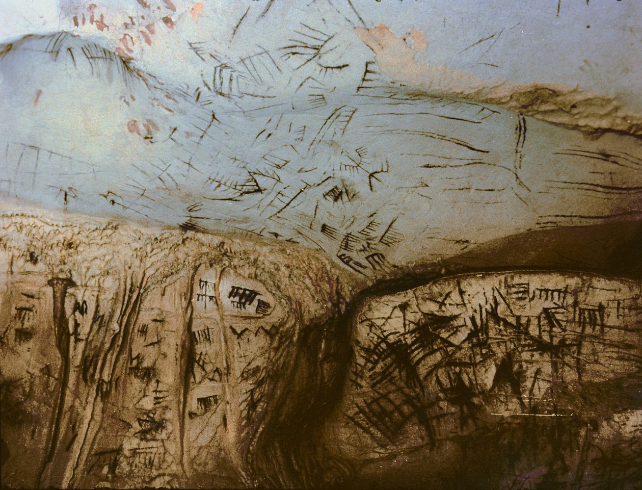 示意图符号，新石器时代岩画，c。 公元前第五个千年（照片） 作者 未知艺术家