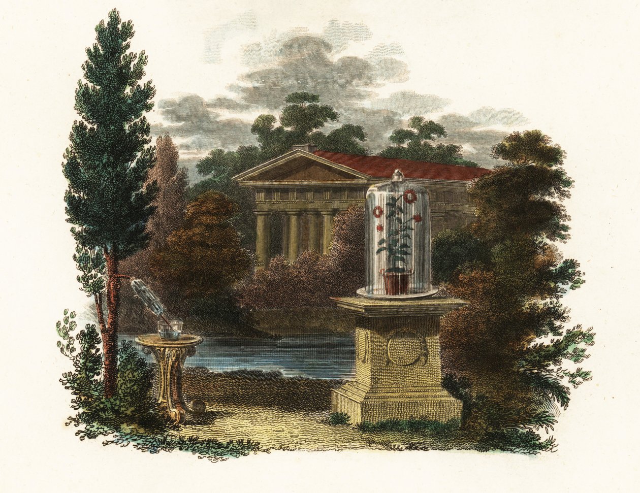 斯蒂芬-黑尔斯在花园中的科学发明.1802（雕刻） 作者 未知艺术家