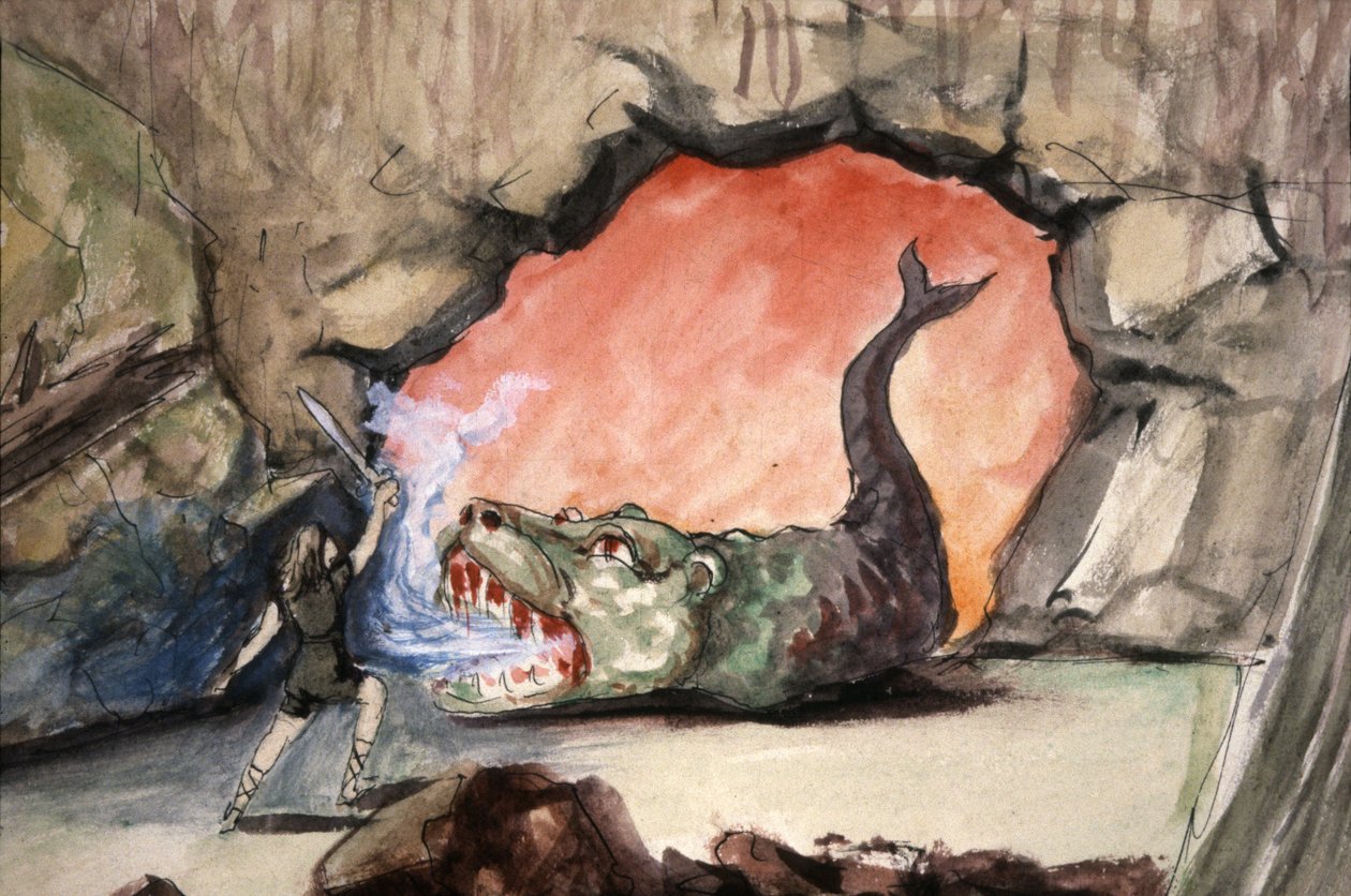 齐格弗里德杀死巨龙法夫纳，19 世纪末（插图） 作者 未知艺术家