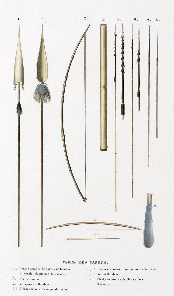 Spears, bows and arrows from 