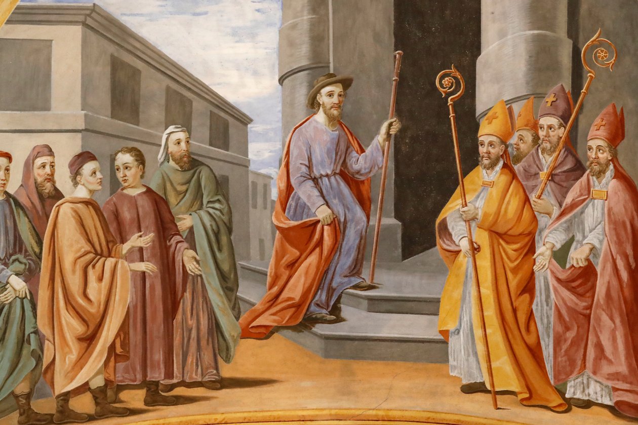 St. Nicolas de Veroce教堂。圣尼古拉被选为迈拉的主教。绘画。法国。(照片) 作者 不明