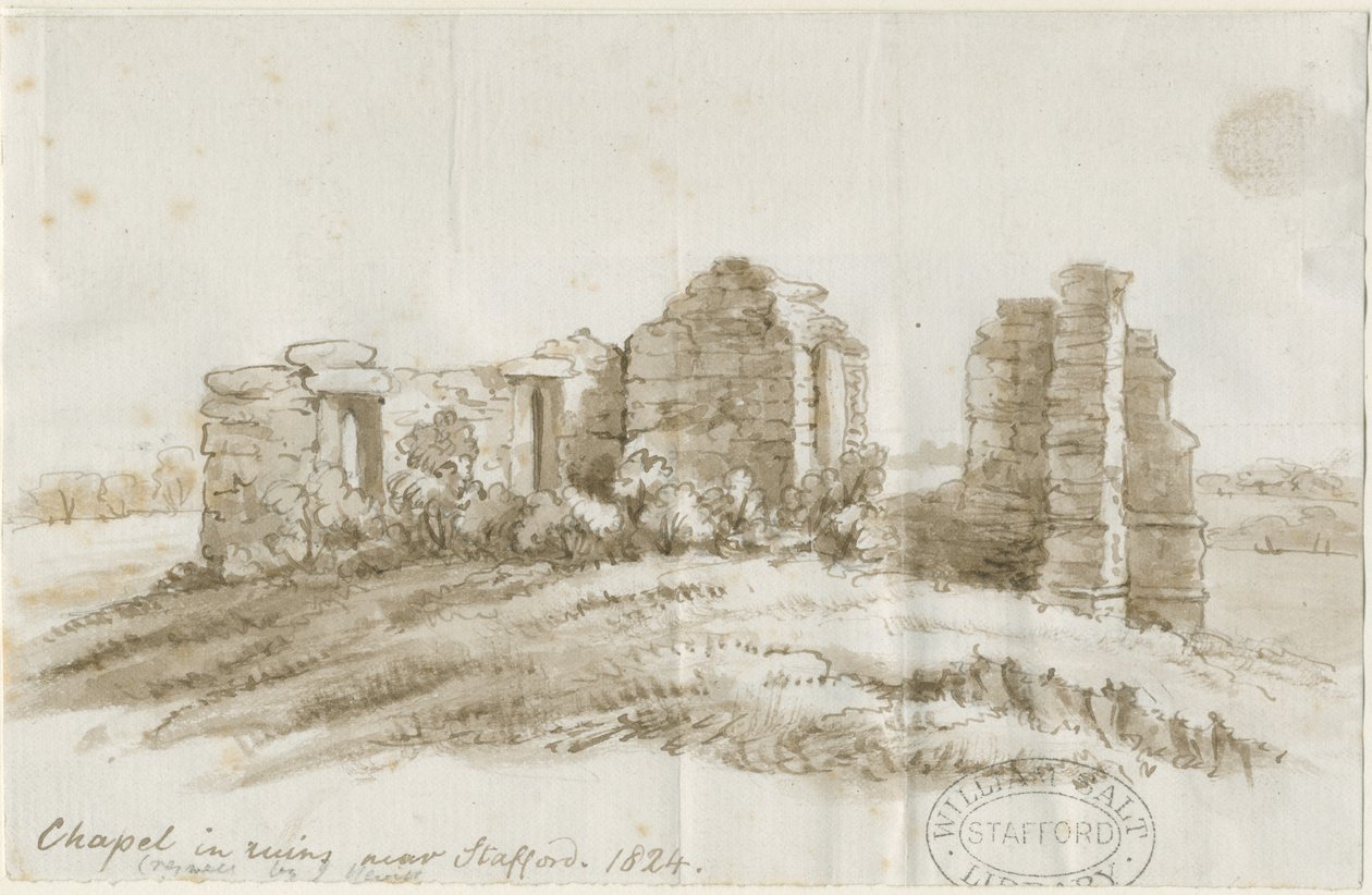 斯塔福德-克雷斯韦尔教堂：钢笔和水墨画，1824年 作者 不明