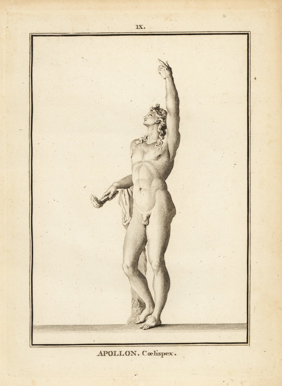Statue of Apollo Coelispex, looking at the sky, nude, with flaming torch 作者 不明