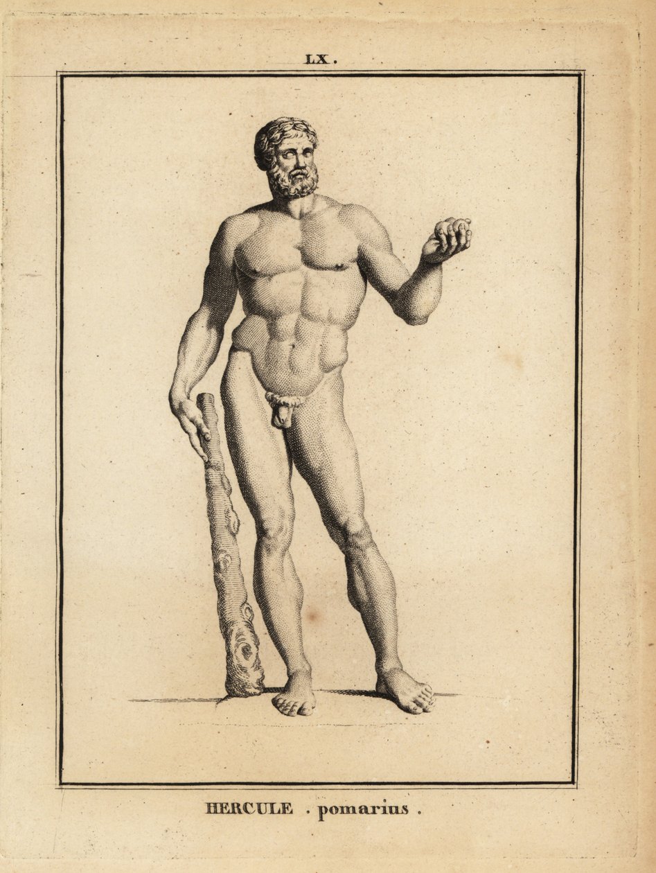 Statue of Hercules Pomarius, Roman hero and god, with a large club 作者 不明