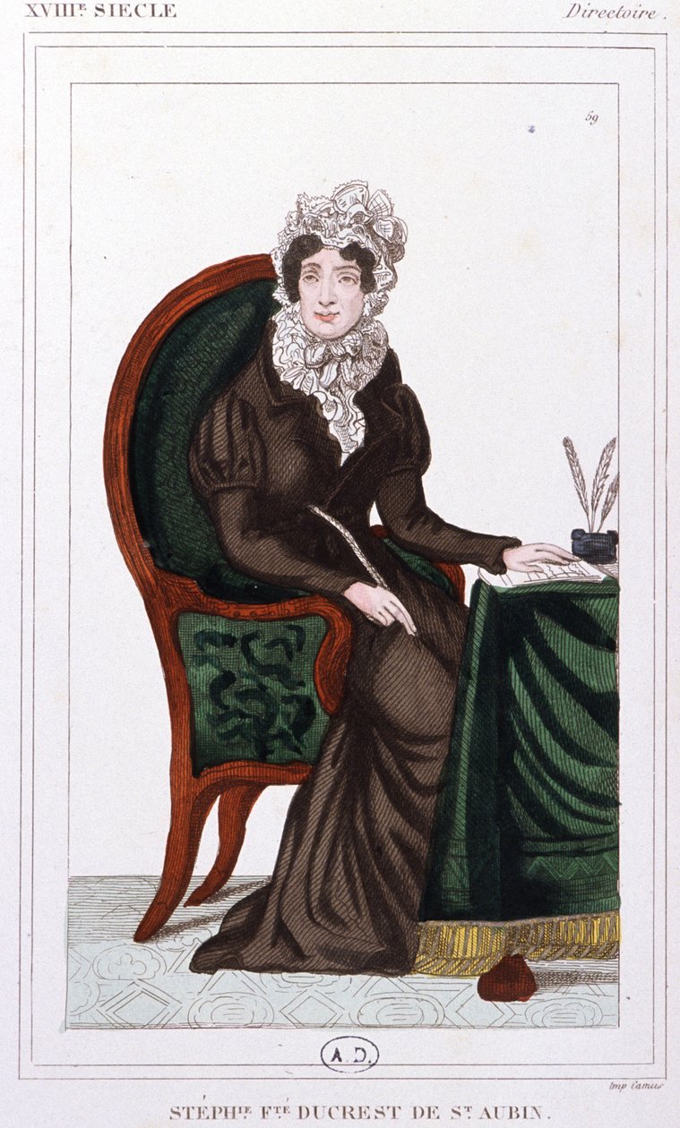 斯特凡妮-德-圣-奥宾（Stephanie Ducrest de Saint-Aubin），热那亚伯爵夫人，约 1810 年（雕刻 作者 未知艺术家