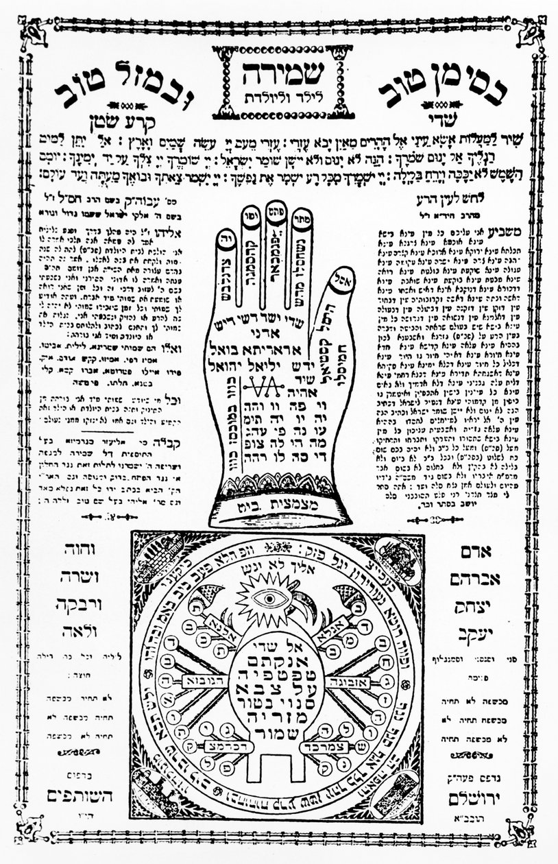 Tefillah（护命匣）与来自巴勒斯坦的手，c.1930（印刷纸） 作者 不明