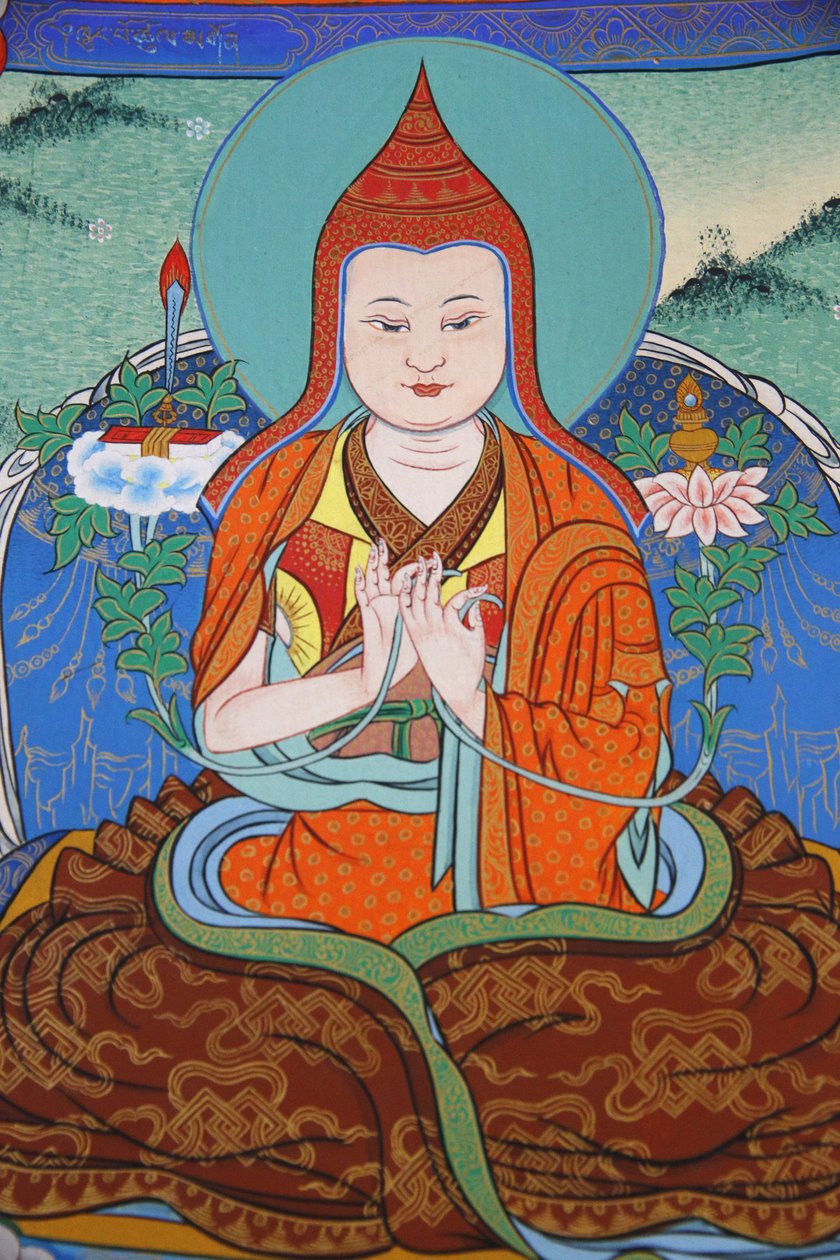 千佛寺大藏经堂Jamgon Kongtrul Lodroe Thaye和尚祈祷，法国拉布莱。 作者 不明