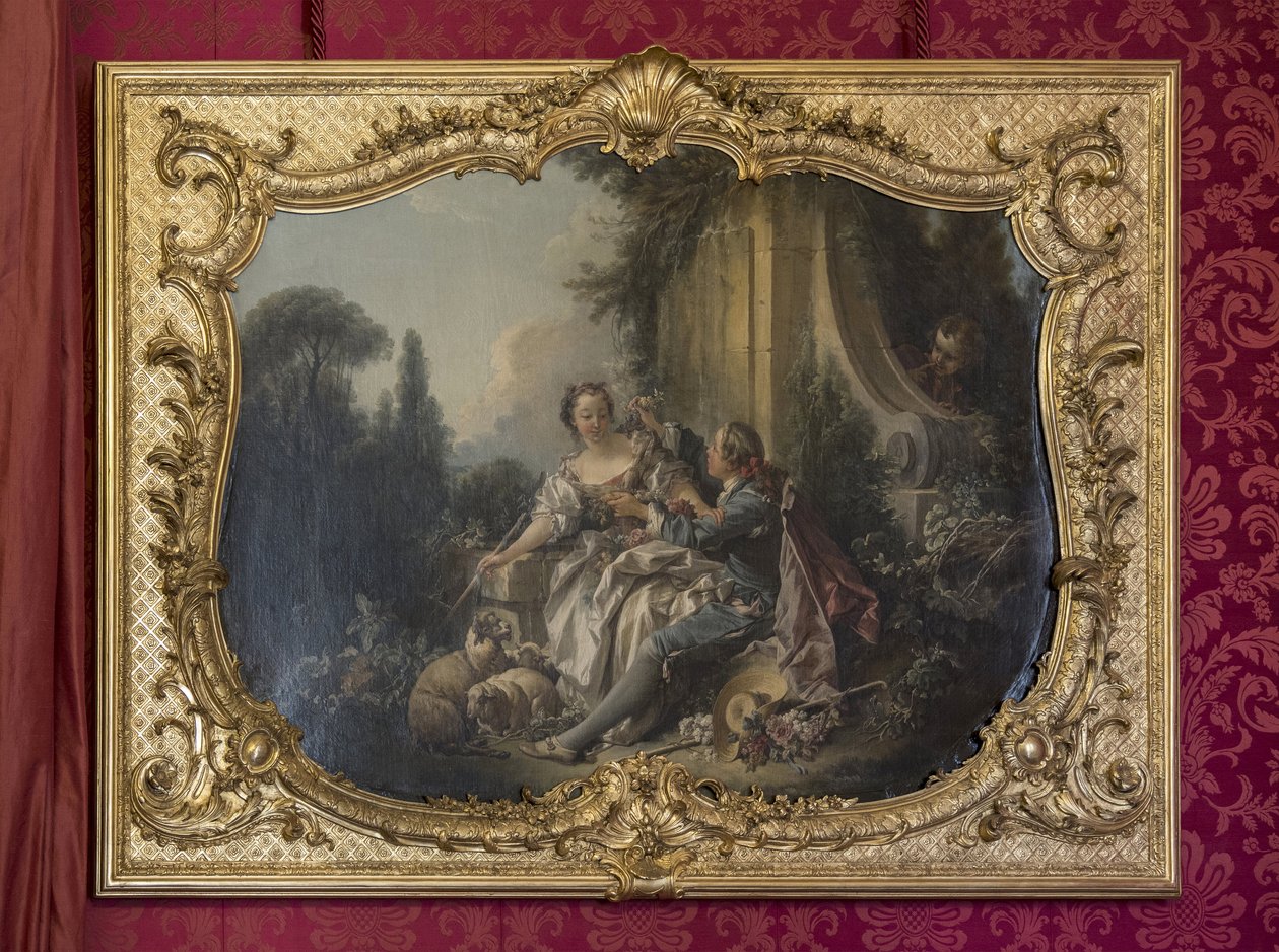 勇敢的牧师或花环。 弗朗索瓦·布歇 (Francois Boucher) (1703-1770) 的绘画。 公主的阅兵室或阅兵室。 巴黎苏比斯酒店 作者 不明
