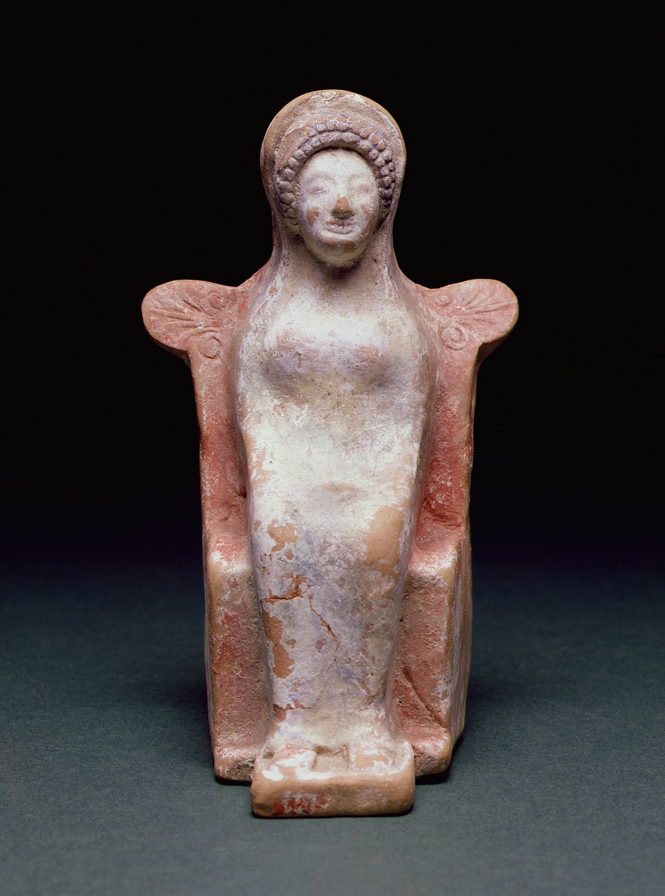 雅典娜女神，希腊，约公元前490年（陶土和颜料）。 作者 不明