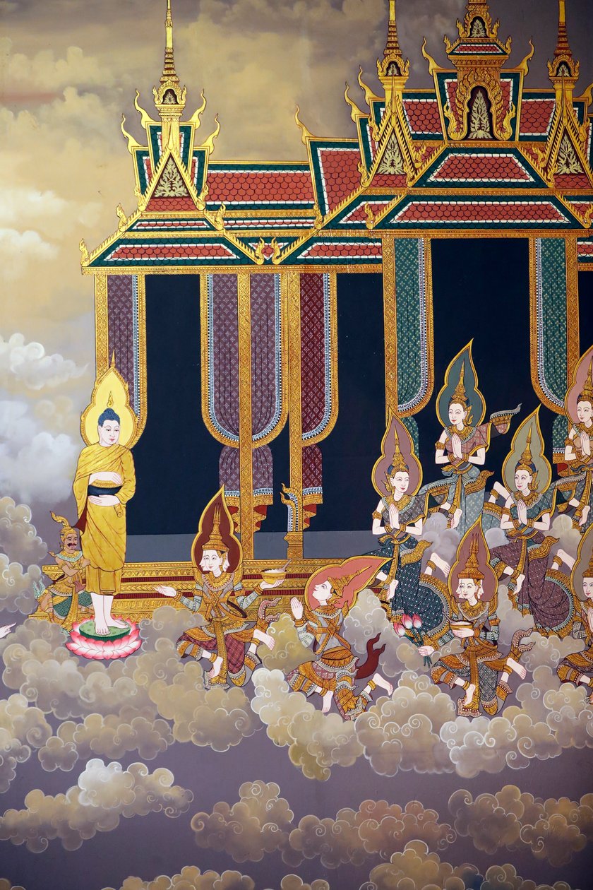 《佛陀的一生》壁画，Wat Botum 寺，金边，2022 年（照片） 作者 未知艺术家