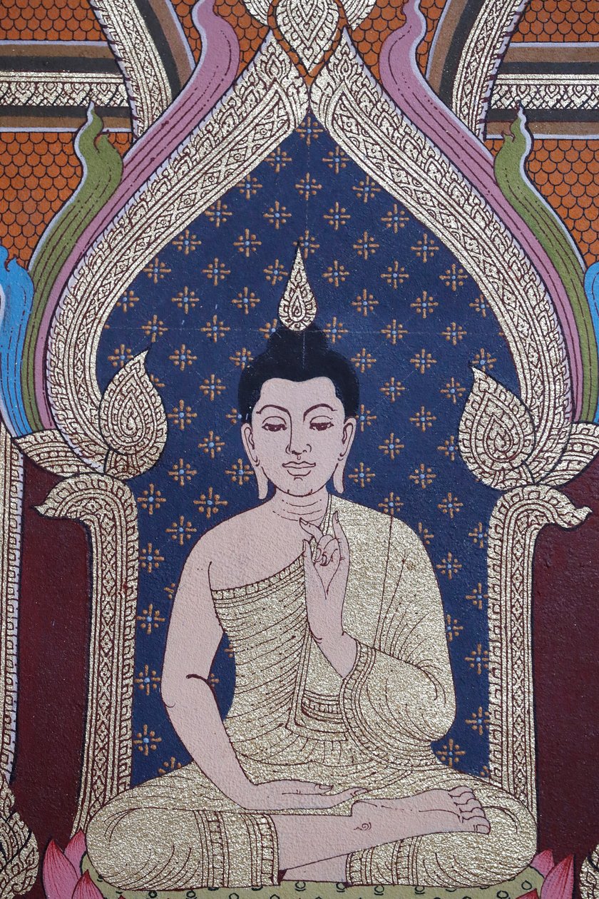 《佛陀的一生》壁画，Wat Maniratanaram 寺院，金边，2022 年（照片） 作者 未知艺术家