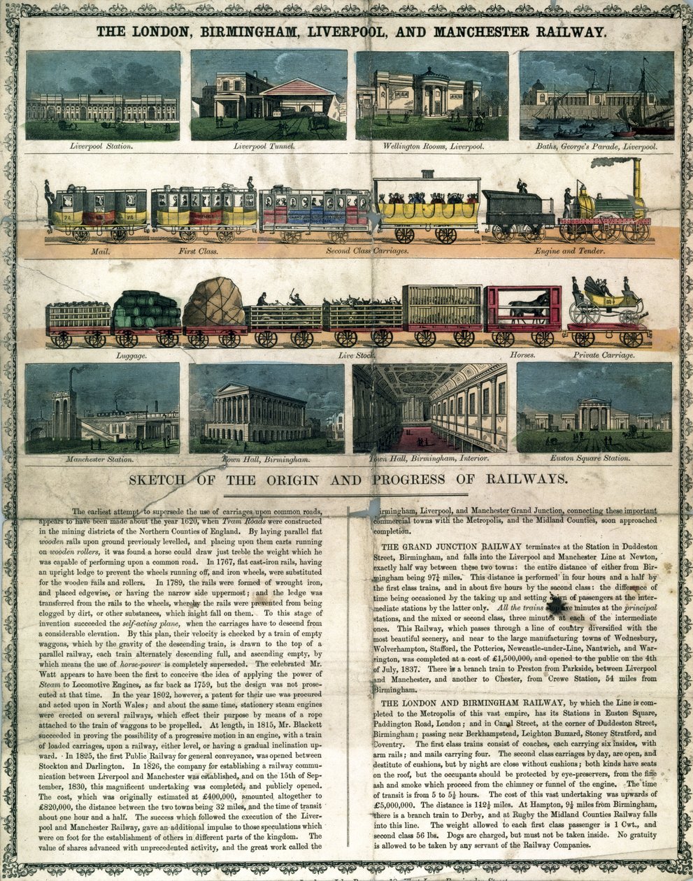 伦敦、伯明翰、利物浦和曼彻斯特铁路 c 1860 来自拼图的解释性传单 作者 不明