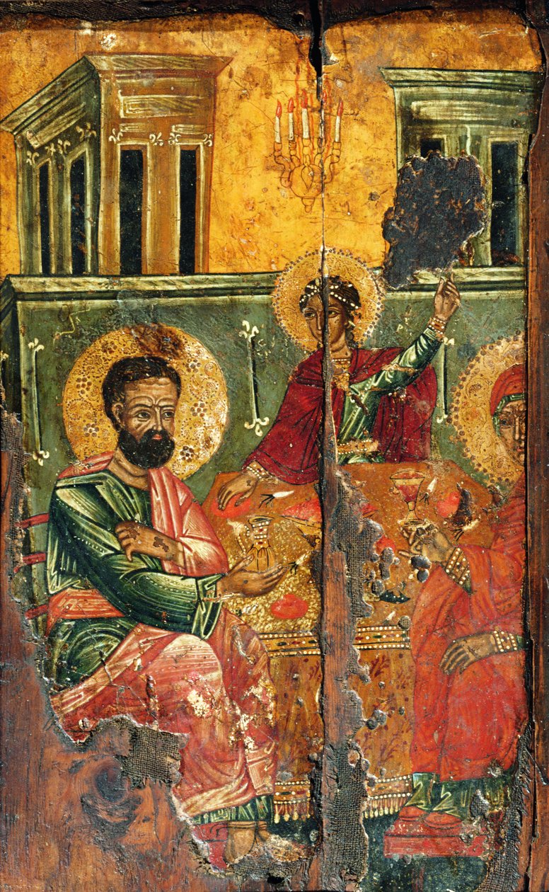 The Virgin Mary with her parents (watercolor on linen on board) 作者 未知艺术家