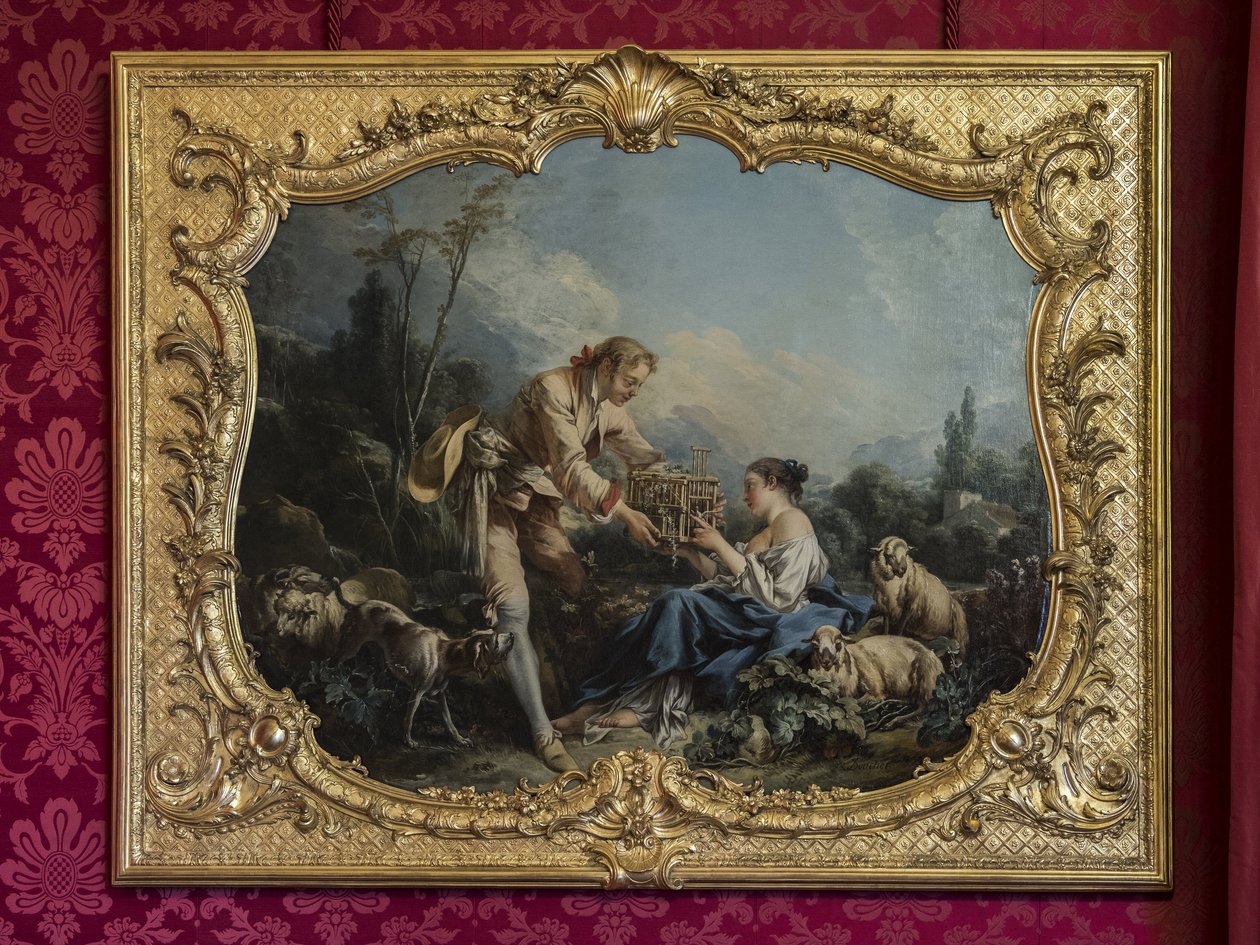 自满的牧师或笼子。 弗朗索瓦·布歇 (Francois Boucher) (1703-1770) 的绘画。 公主的阅兵室或阅兵室。 巴黎苏比斯酒店 作者 不明