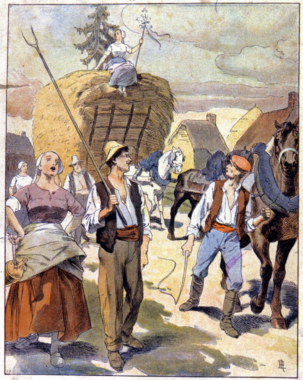 博斯的最后一辆小麦车，约 1910 年（插图） 作者 未知艺术家