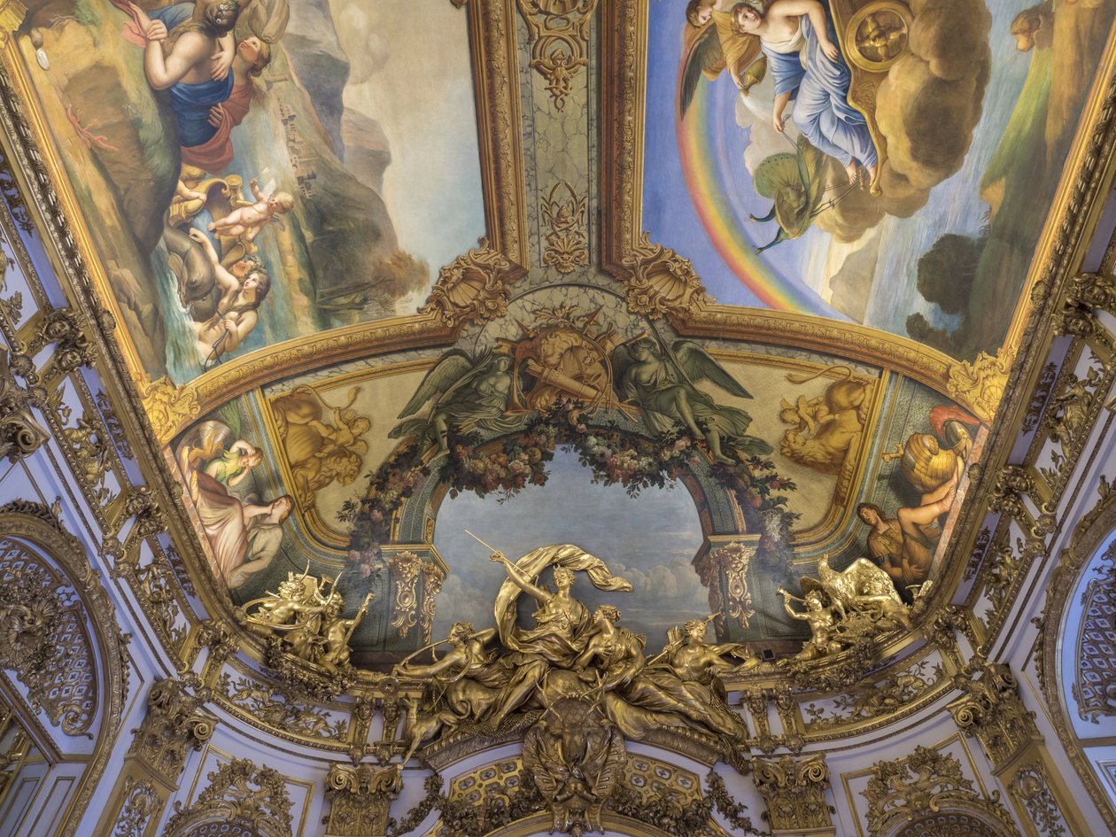 Diane Chasseresse 的奖杯，一组由 Francois Antoine Vasse（1681-1736 年）从 Galerie doree 的门雕刻而成，大约 1715 年。法兰西银行。 图卢兹酒店，原巴黎维利耶酒店 - 图卢兹酒店，班曲总部 作者 不明
