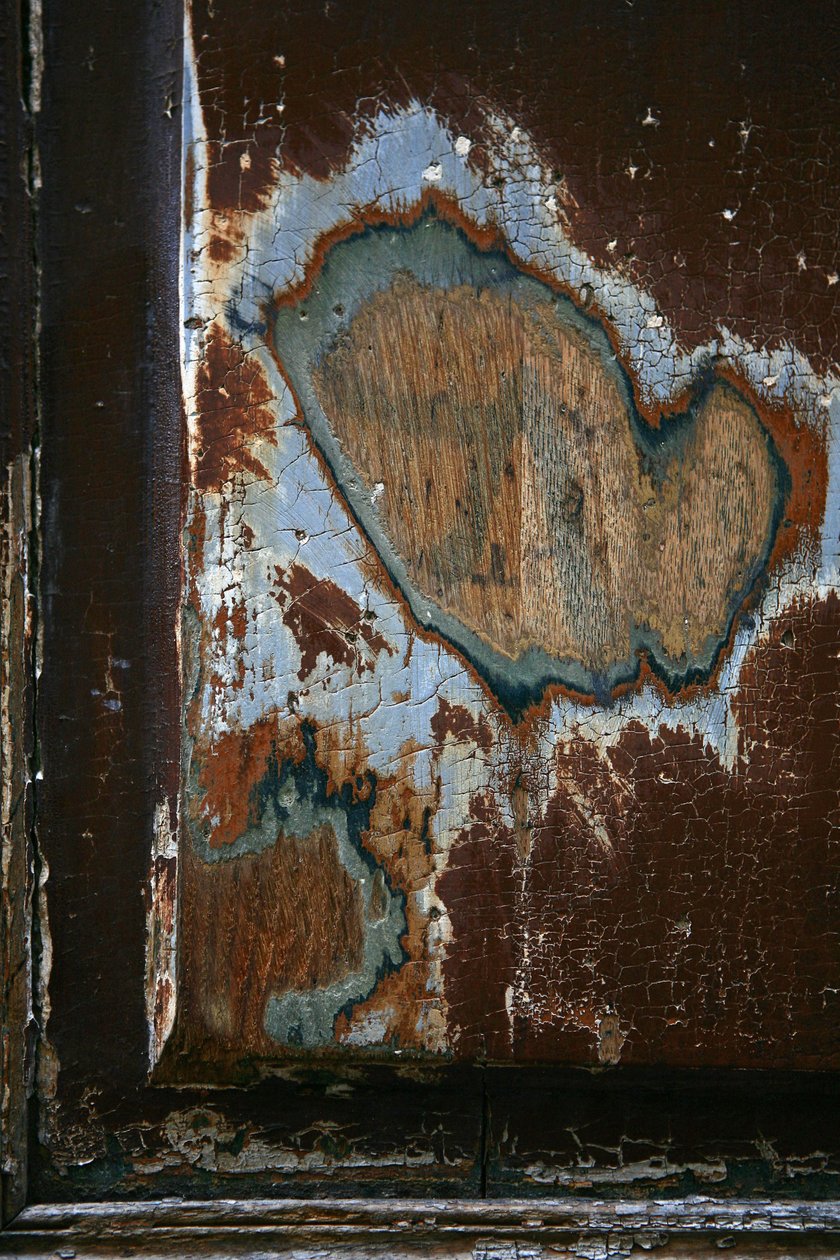 Time marks. Abstract art showing forms as a witness of passing time. Traces on wood. Photography by Michel Lunardelli. 作者 不明