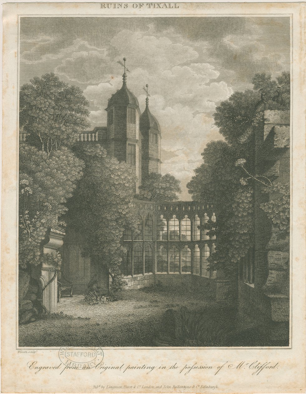 泰克斯霍尔（Tixall Hall）：版画，[[十九世纪初] 作者 不明