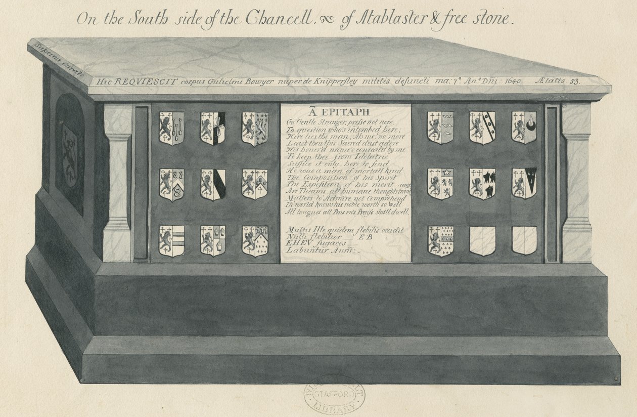 Biddulph教堂的墓-William Bowyer：水墨画，nd [？19th cent] 作者 不明