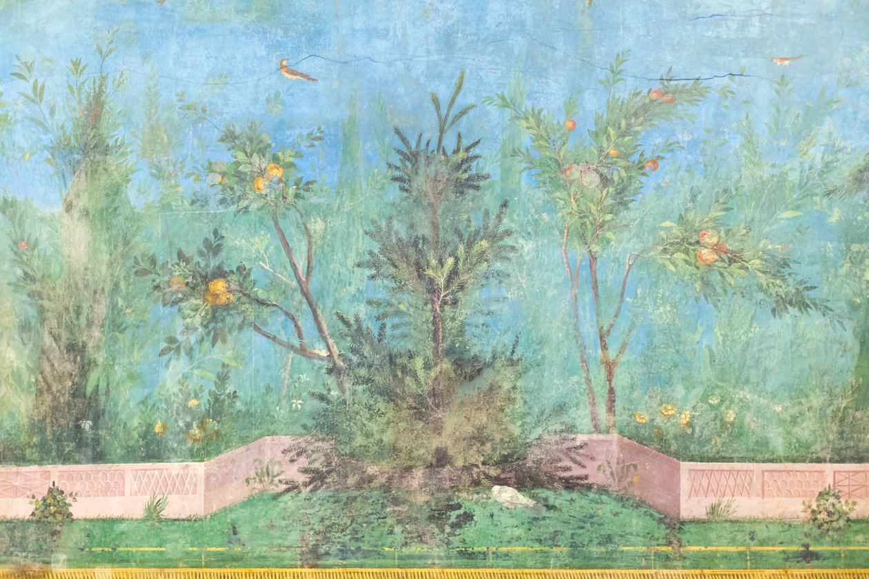 利维亚之家的 Triclinium，壁画，公元前 20 - 10 年，罗马国家博物馆 (museo nazionale romano)，罗马，意大利 作者 未知艺术家