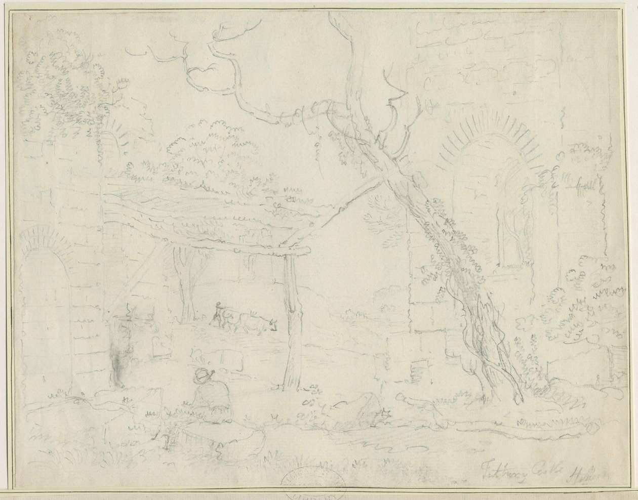 Tutbury Castle：铅笔素描，nd [？19th cent] 作者 不明