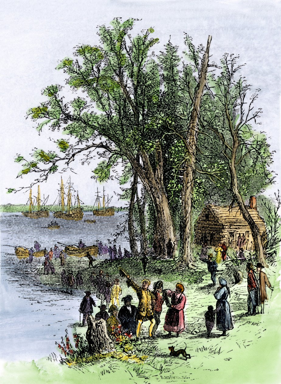 美国宾夕法尼亚州：宾夕法尼亚州费城殖民地威廉（威廉）-潘（William Penn）的扣押处 作者 未知艺术家