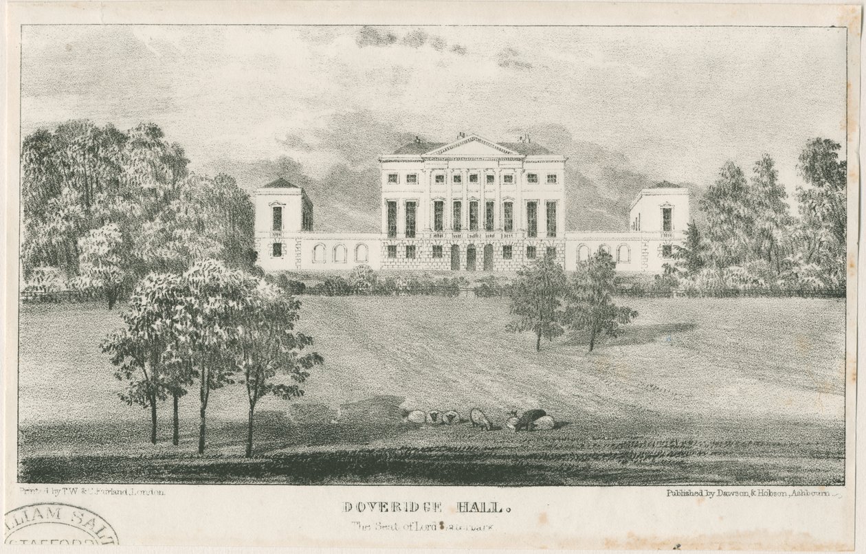 Uttoxeter-Doveridge Hall：版画，nd [c 1839] 作者 不明
