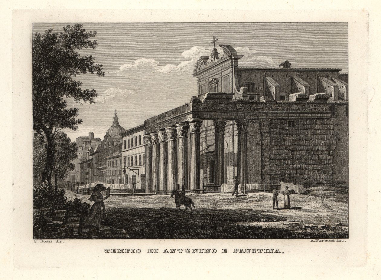 Antoninus and Faustina 神庙的景色，Tempio di Antonino e Faustina，罗马 作者 不明