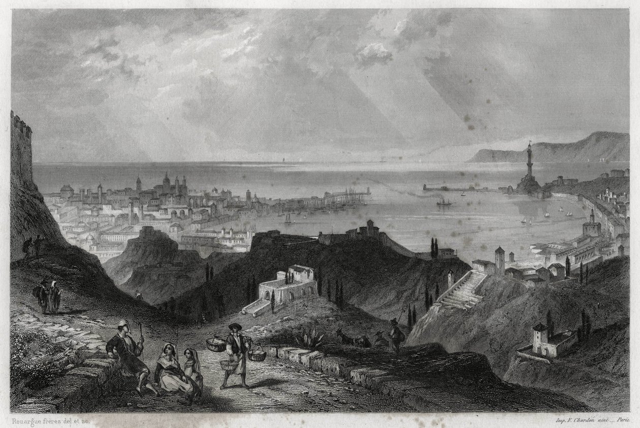 法国记者和旅行家路易-埃诺（1824-1900）在《地中海》一书中看到了热内的城市和港口，eclatante quotes，大理石城，Genes-la-Superb。 作者 不明