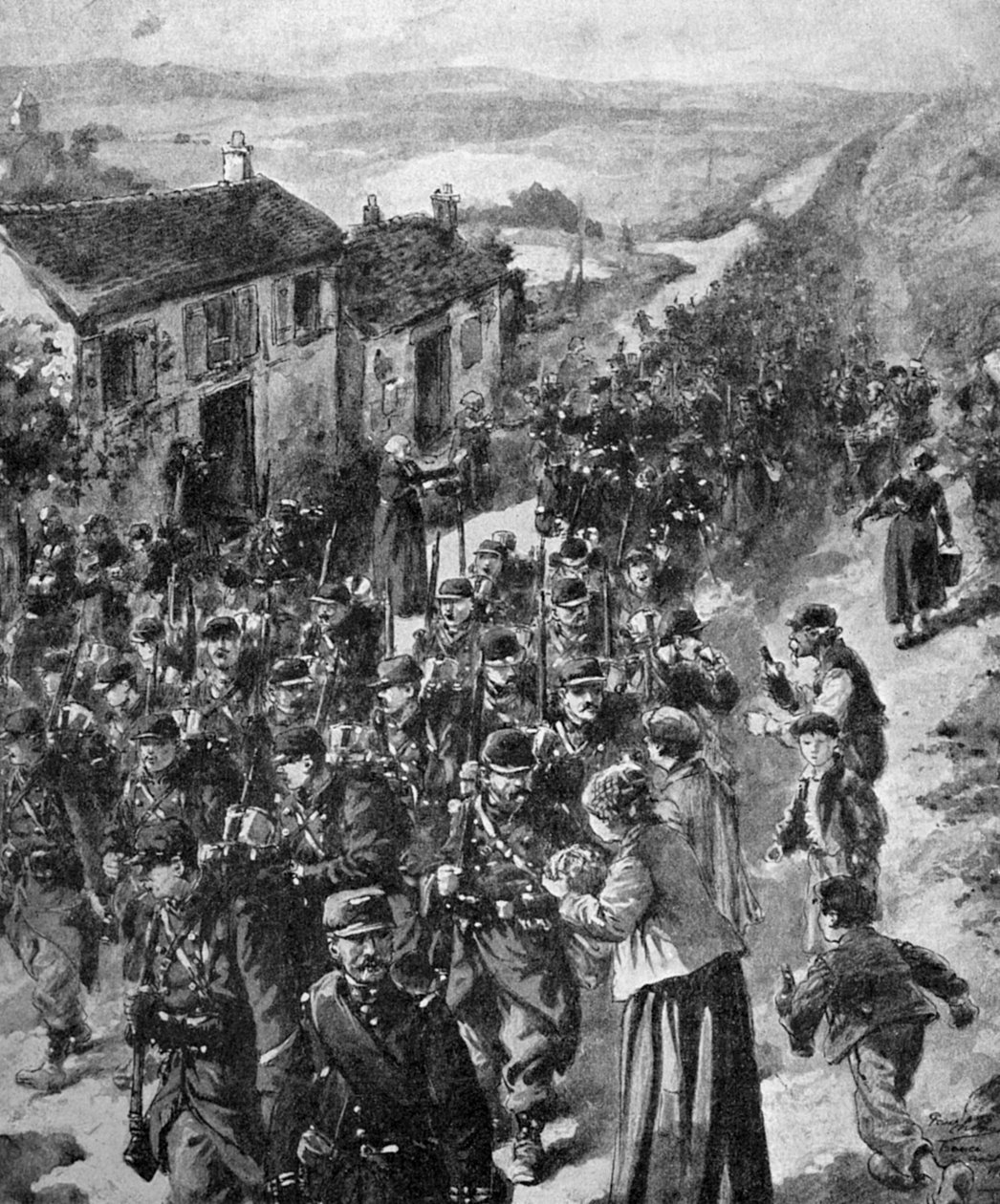 第一次世界大战--法国士兵开赴前线 1914 年 作者 未知艺术家
