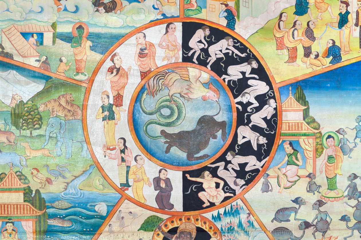 生命之轮，细节，泰国清迈乌蒙寺壁画 作者 未知艺术家