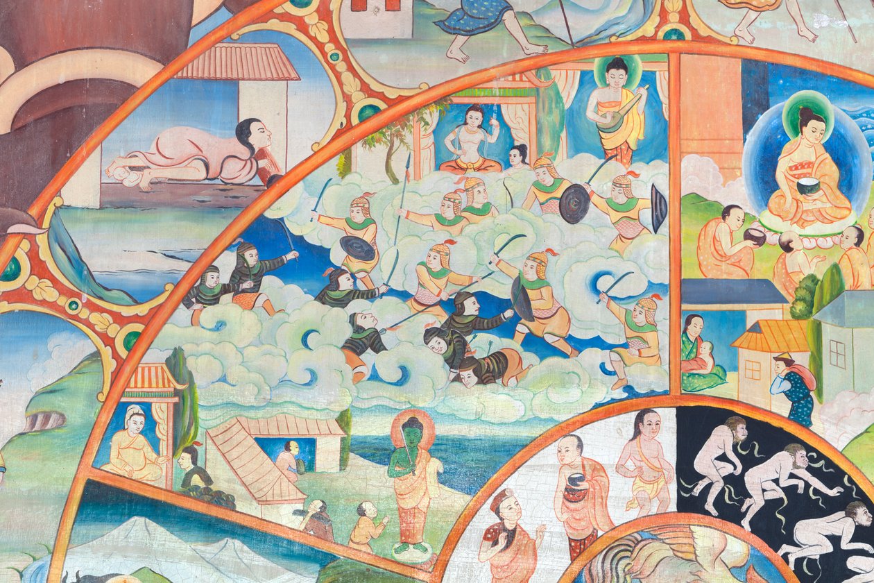 生命之轮，细节，泰国清迈乌蒙寺壁画 作者 未知艺术家