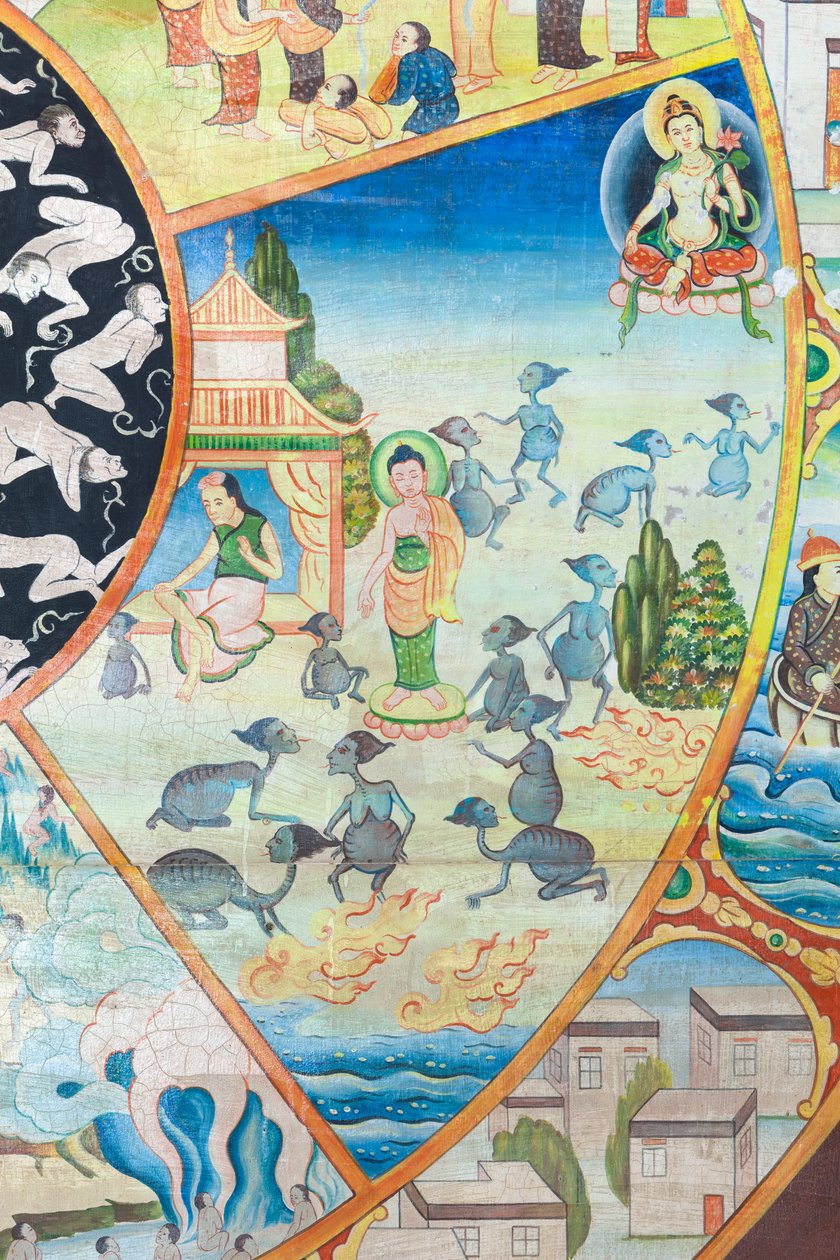 生命之轮，细节，泰国清迈乌蒙寺壁画 作者 未知艺术家