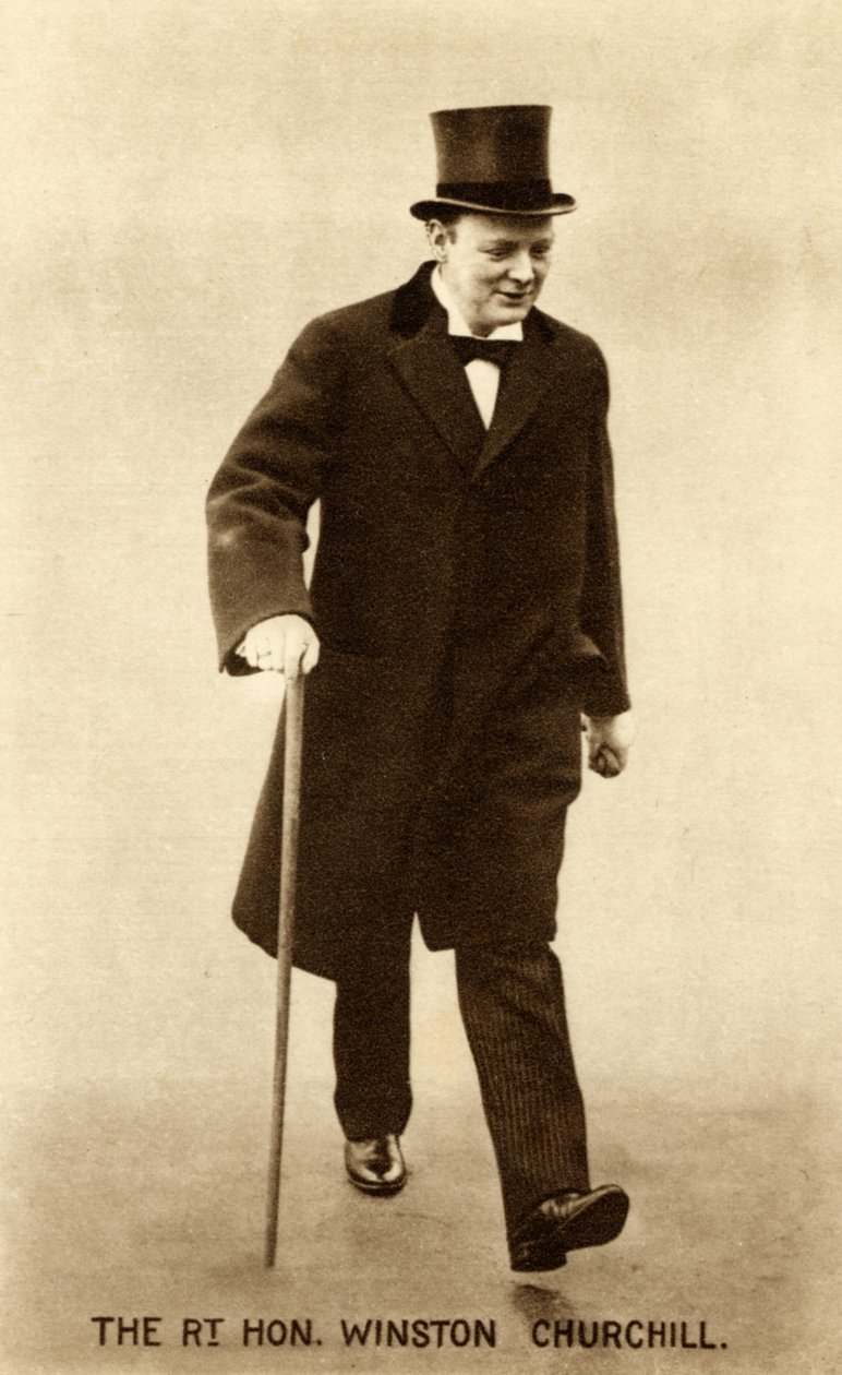 1914 年 26 日星期一，温斯顿·丘吉尔拜访首相赫伯特·亨利·阿斯奎斯（黑白照片） 作者 未知艺术家