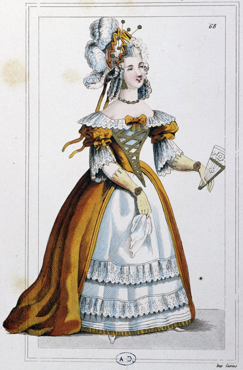 身着杜巴利夫人所穿礼服的女性，约 1810 年（雕刻） 作者 未知艺术家