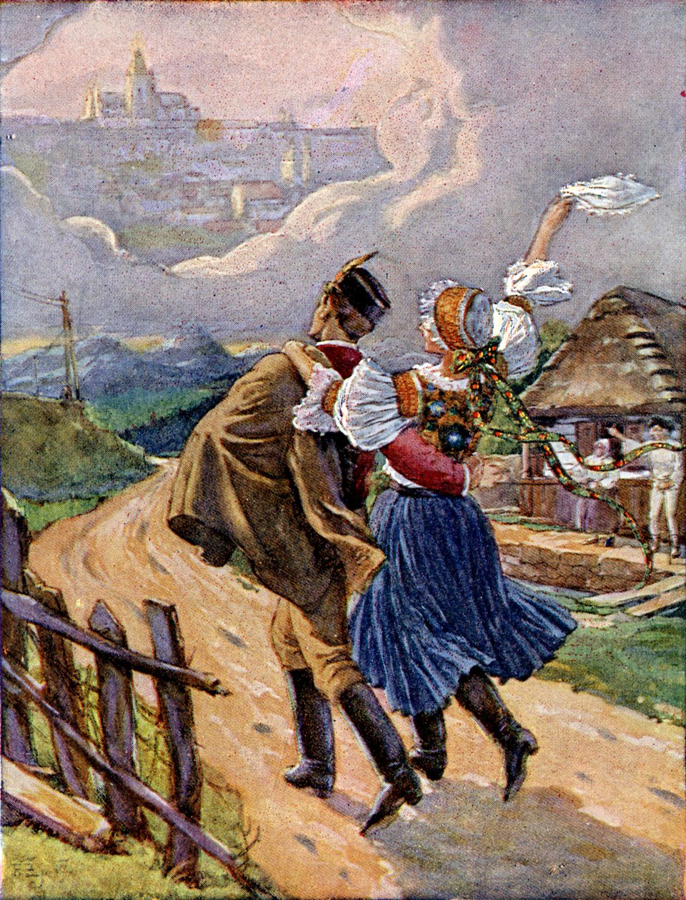 身着民族服装的年轻捷克夫妇，约 1920 年 作者 未知艺术家