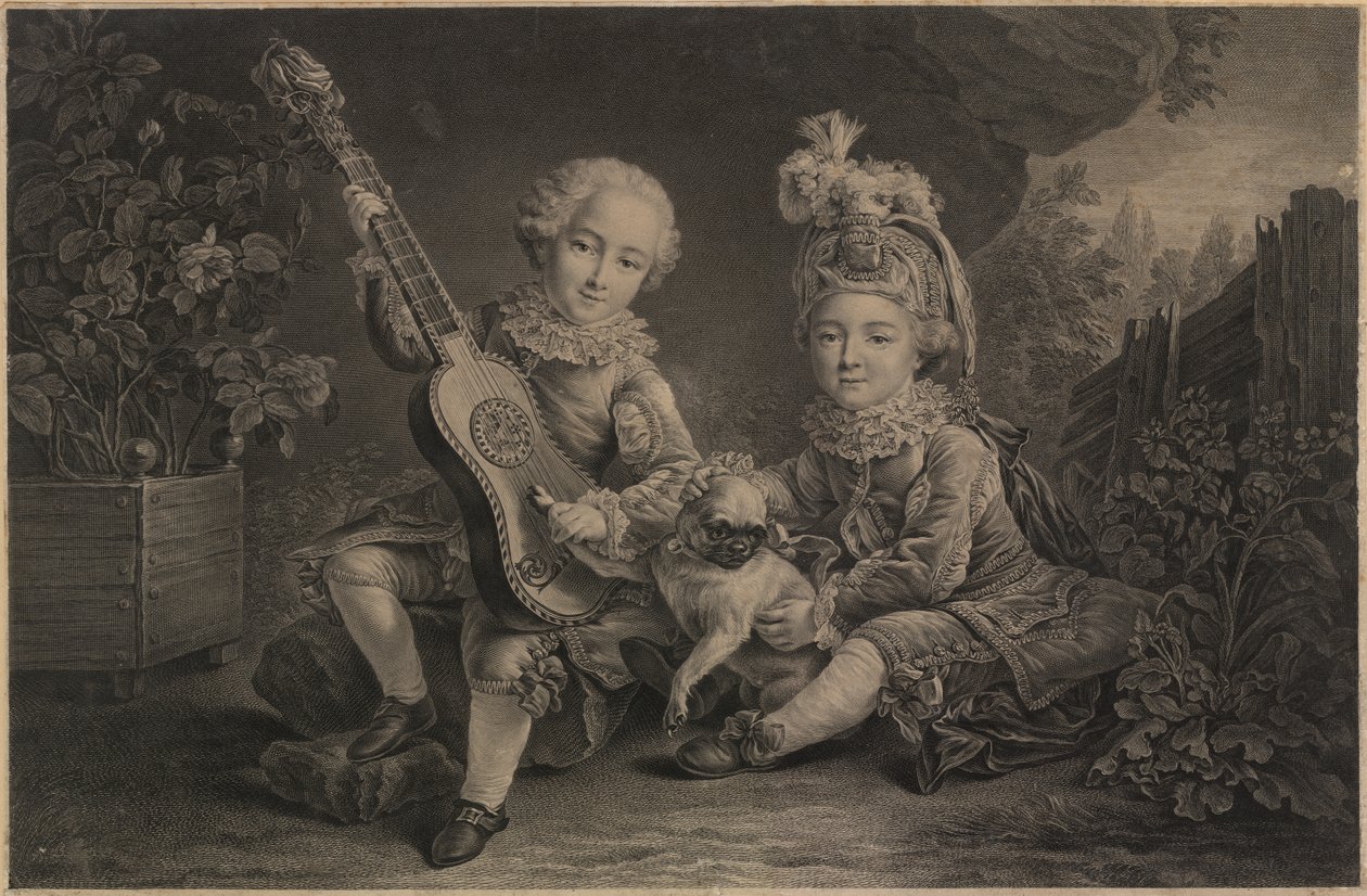 玩耍的幼儿，巴黎，约 1775 年（雕刻） 作者 未知艺术家